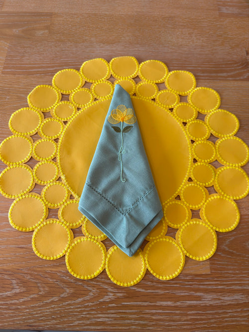 Faith and Sunshine embroidered napkin detail