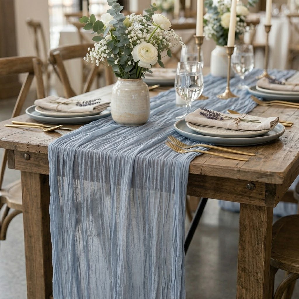 Table Runner Azul Claro 35x120in