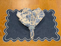 Simply Blue - jogo americano azul marinho com guardanapo floral e laço de tassel