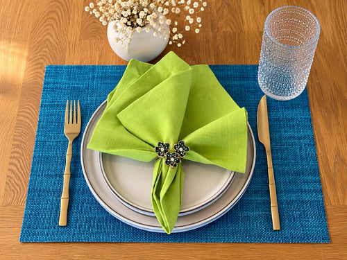 Blue and Lime table setting