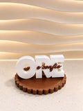 Grace Collection white and brown scalloped tray with white Ore e Confie plaque