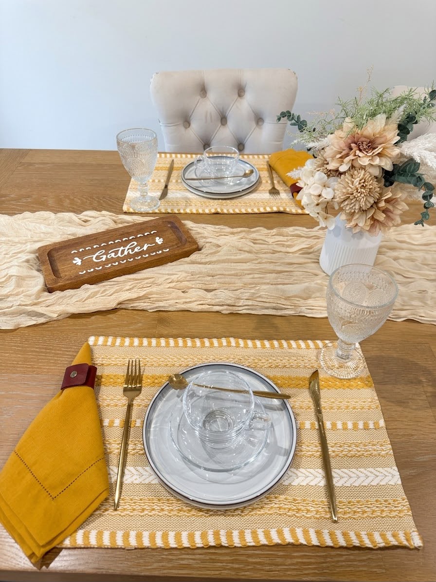 Cozy Gathering Table Setting detail