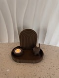 Little Elephant Kit brown set with elephant figurine, rainbow arch, tea light holder and tray