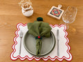 Tuscan Garden table setting with embroidered napkin, tomato napkin ring, and placemat