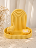 Little Elephant Kit yellow set with elephant figurine, rainbow arch, tea light holder and tray