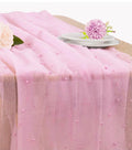 Table Runner Rosa Bebê com Pérolas - mesa posta