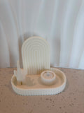 Little Elephant Kit white set with elephant figurine, rainbow arch, tea light holder and tray