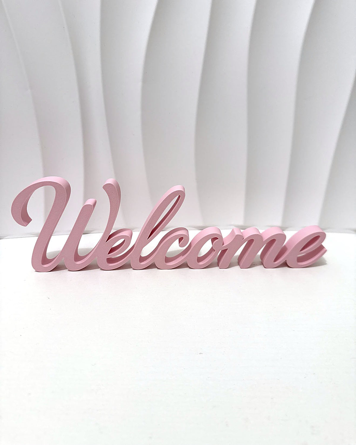 Pink script Welcome sign, 3D printed