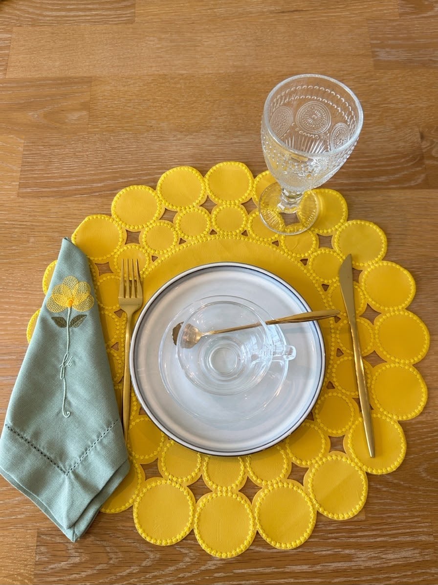 Faith and Sunshine table setting - flat lay