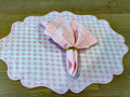 La vie en Rose Picnic - jogo americano xadrez rosa e guardanapo
