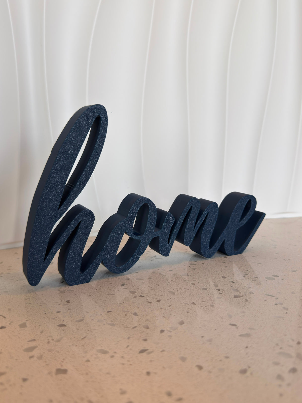 Navy cursive home script sign