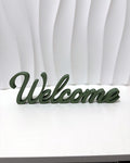 Olive green script Welcome sign, 3D printed